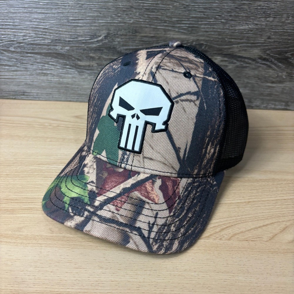 Punisher Hat Cap Snap‎ Back Brown Camo Marvel NWOT